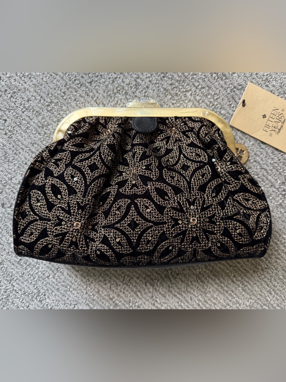 Vintage Inspired Patricia Nash Leather and Velvet Floral Evening Clutch/Purse